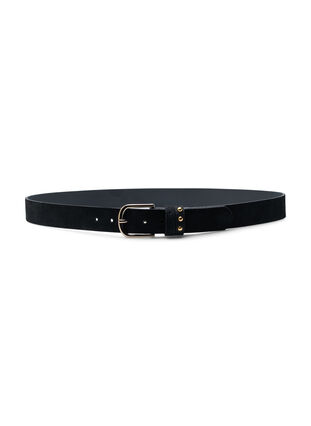 Leather belt with rivets, Black, Packshot image number 1