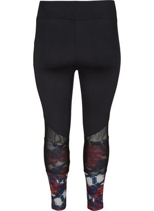 Cropped exercise tights with print and mesh, Cloud Print, Packshot image number 1