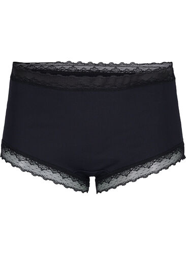 High waisted hipster brief with lace, Black, Packshot image number 0