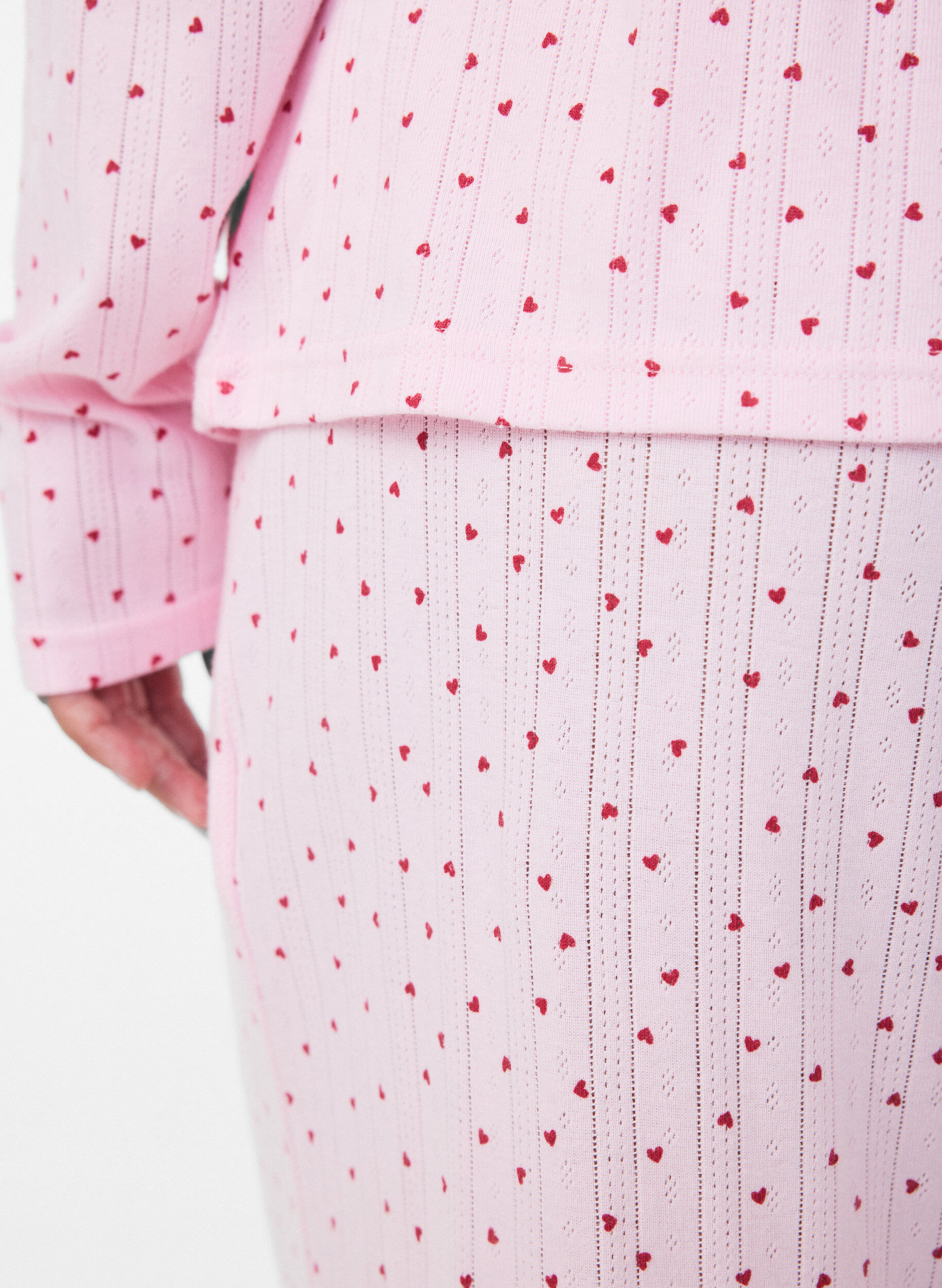 ZizzifashionOrganic cotton pyjama bottoms with eyelet embroidery, Pink, Model image number 4