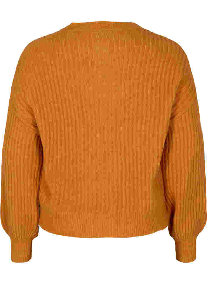 Rib knitted cardigan with buttons, Harvest Pumpkin Mel., Packshot image number 1