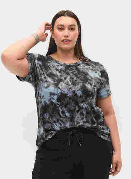 Printed workout t-shirt with short sleeves
