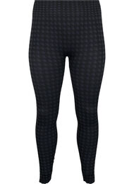 Seamless leggings in houndstooth pattern, Black w. Dark Grey, Packshot