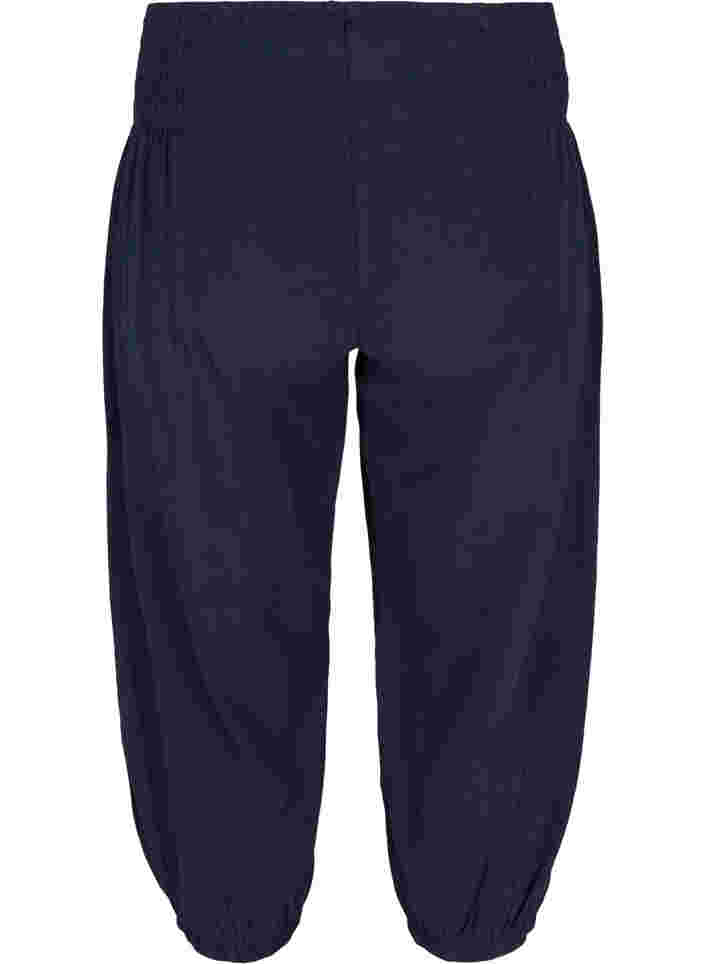 Loose 3/4-length trousers with smock detail, Night Sky, Packshot image number 1