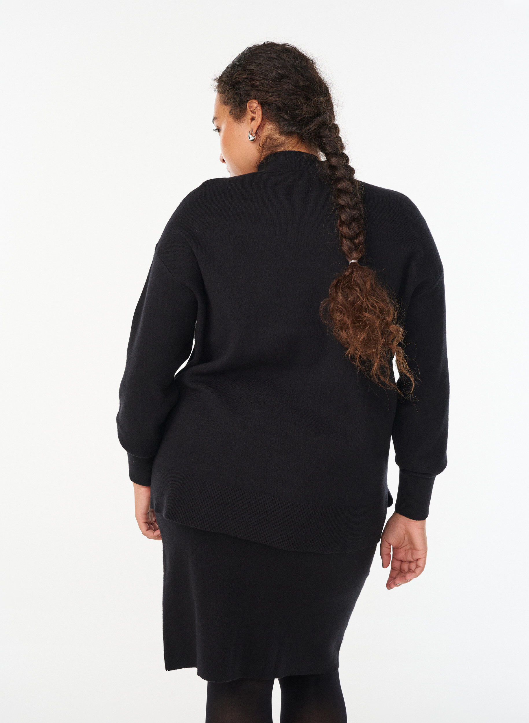 Zizzifashion Knit blouse with high neck, Black, Model image number 2