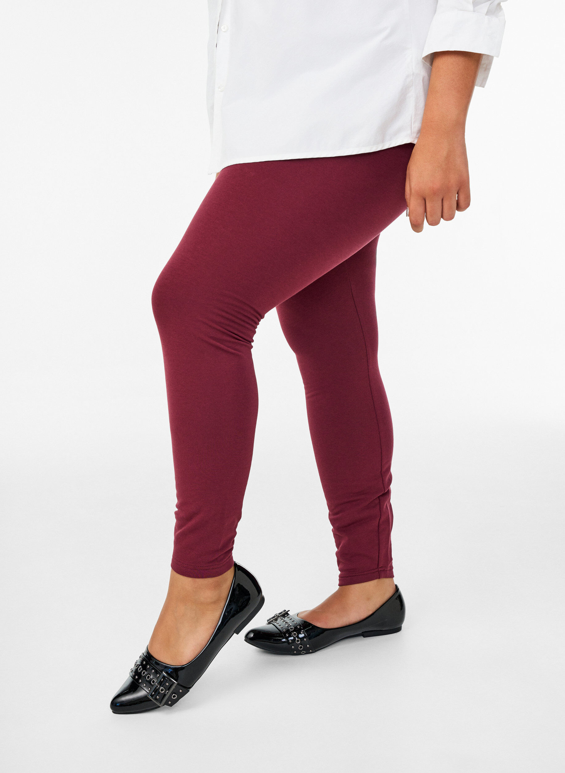 Zizzifashion Cotton leggings with lining, Dark Bordeaux, Model image number 0