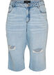 Cropped jeans with a distressed look and raw edges, Light Blue, Packshot image number 0