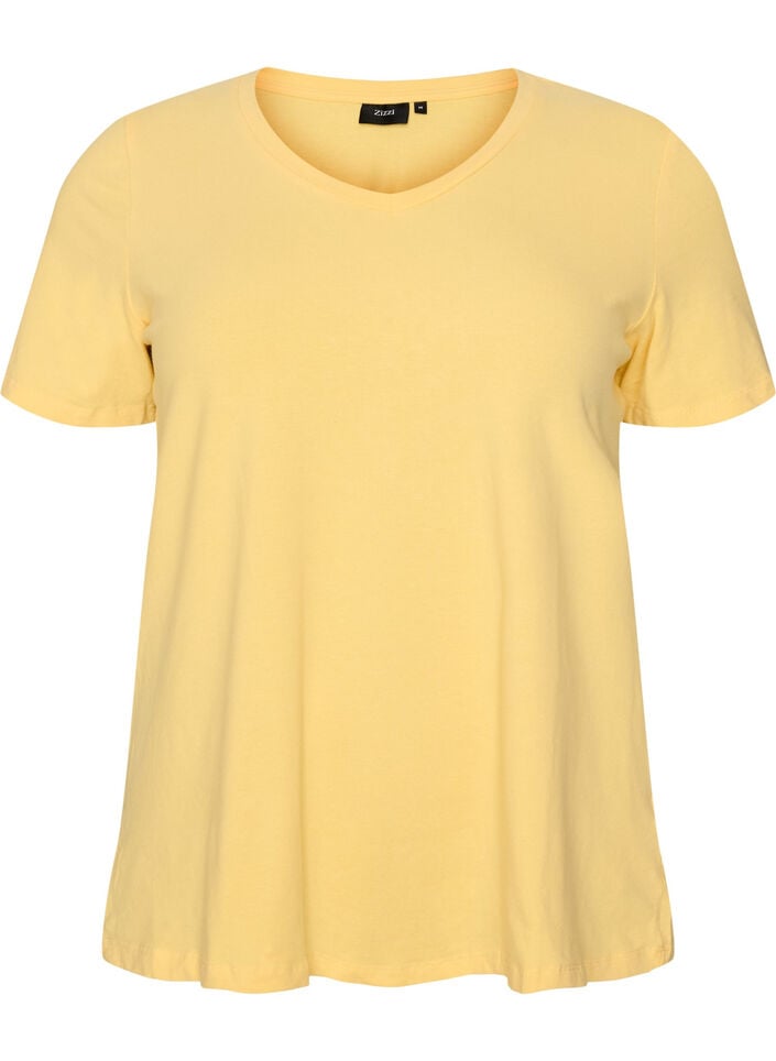 Basic plain cotton t-shirt, Yellow, Packshot image number 0