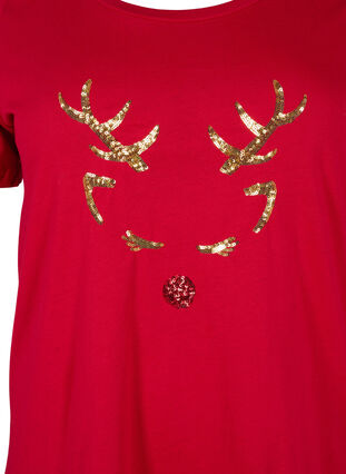 Christmas t-shirt in cotton, Tango Red Reindeer, Packshot image number 2