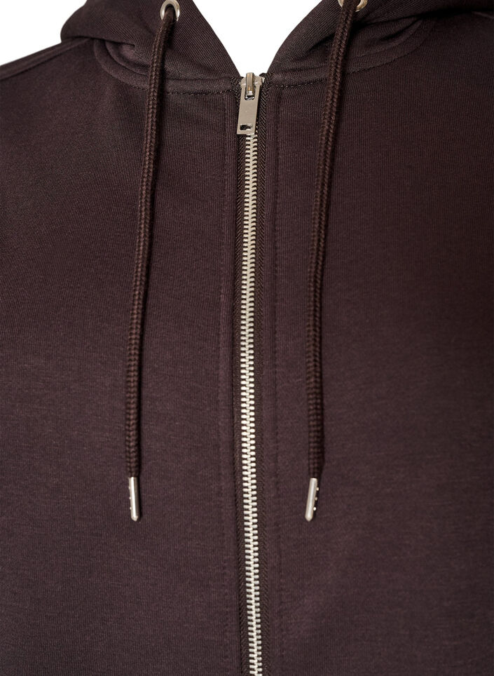 Hooded sweatshirt with a zip and pockets, Brown, Packshot image number 2