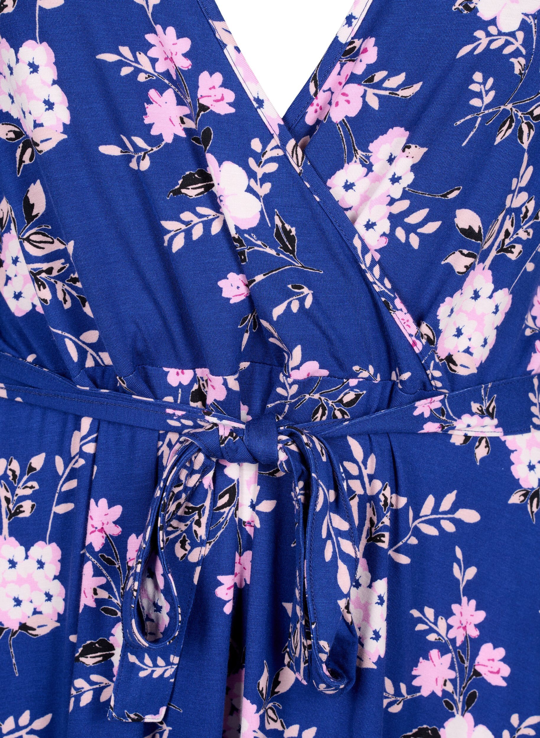 Zizzifashion Wrap dress in viscose with short sleeves, Bellwether AOP, Packshot image number 2