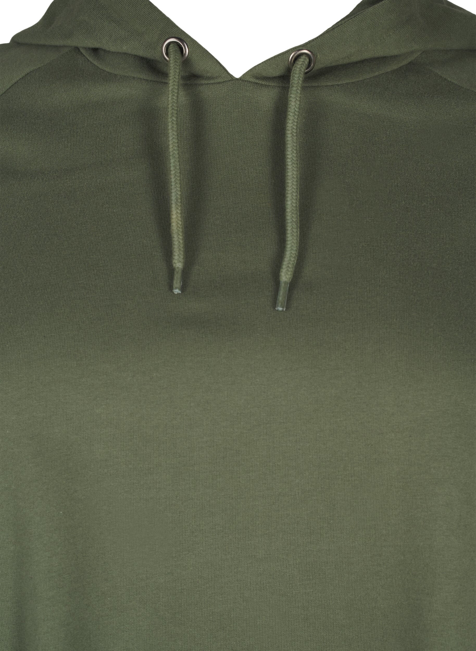 Zizzifashion Oversize sweatshirt with print on the sleeves, Thyme w. Black, Packshot image number 2