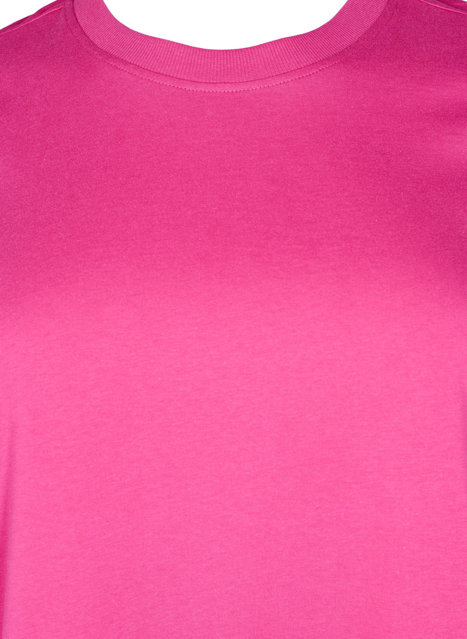 ZizzifashionBasic cotton T-shirt with round neck, Rose, Packshot image number 2