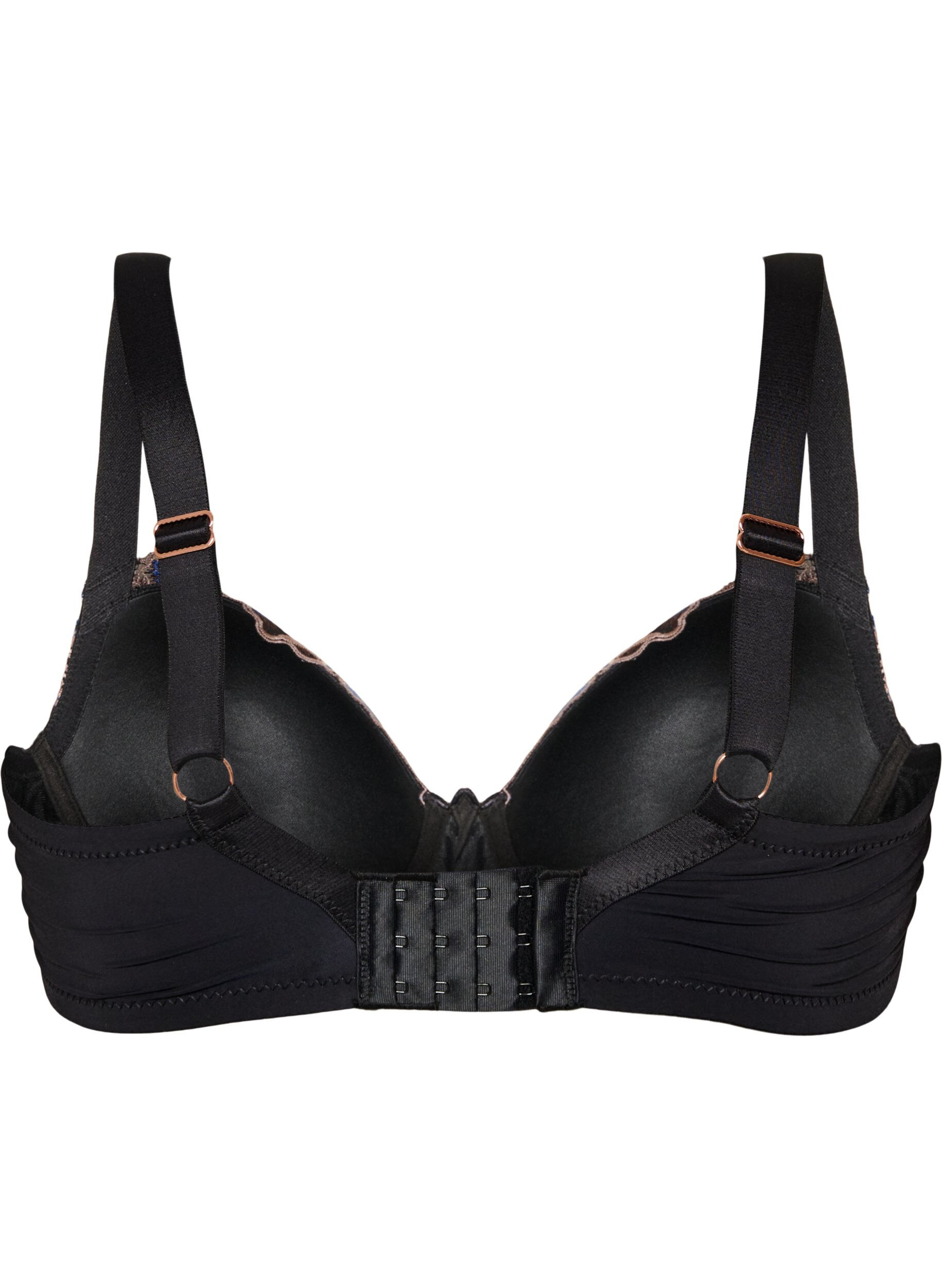 ZizzifashionMoulded bra with floral embroidery, Black, Packshot image number 1