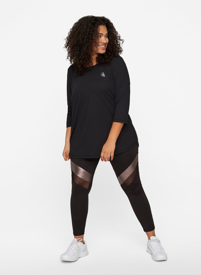 Sports top with 3/4 sleeves, Black, Model image number 1