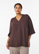 Shirt blouse with V-neck and 3/4 sleeves, Brown, Model image number 0