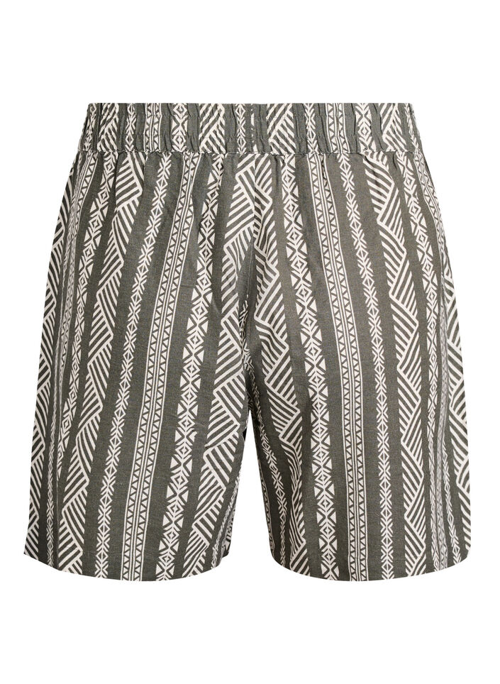Striped shorts in a linen-viscose blend, Green, Packshot image number 1