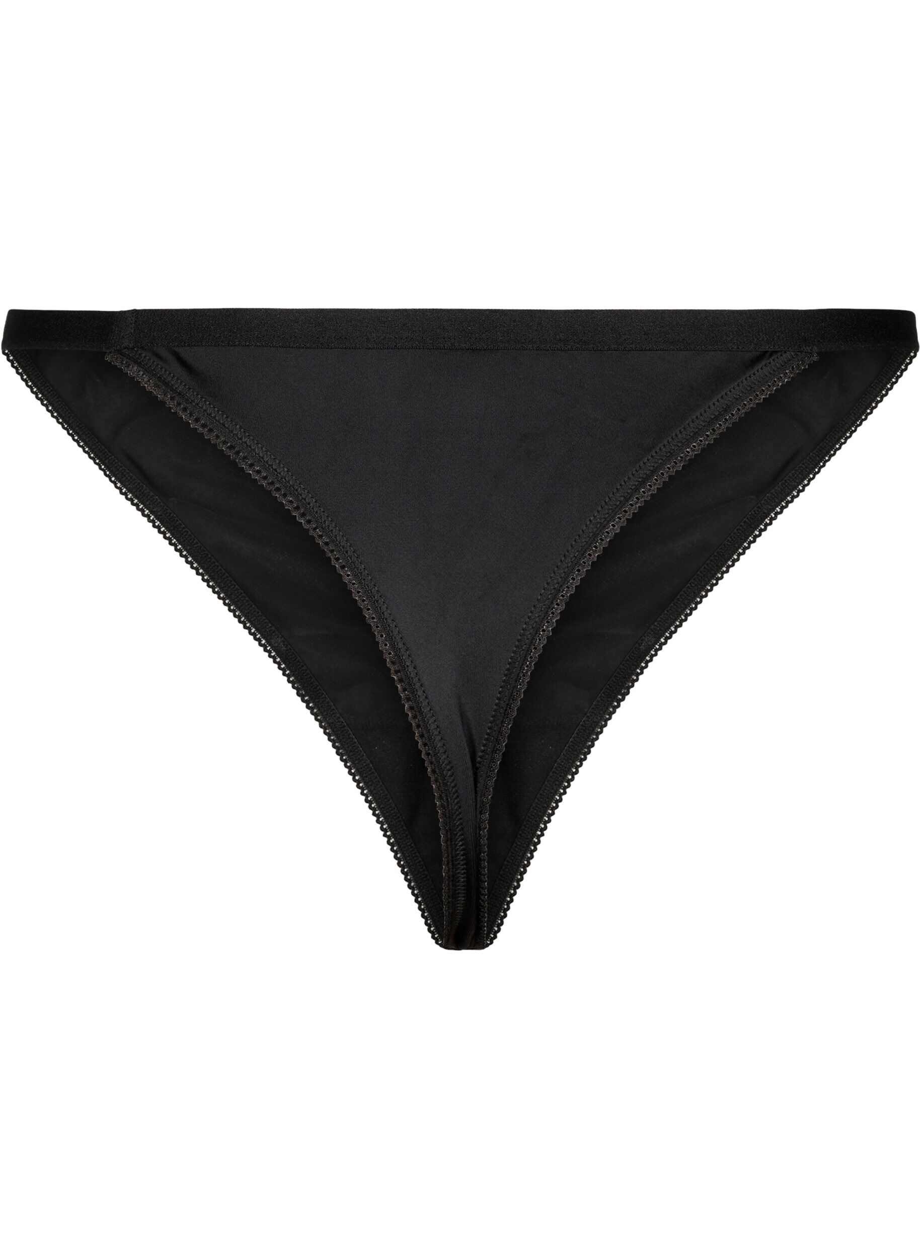 Zizzifashion Microfibre G-string with elasticated waistband, Black, Packshot image number 1