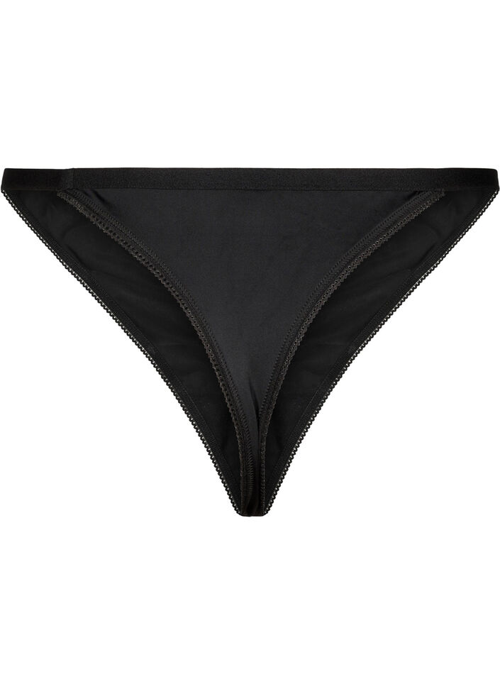 Microfibre G-string with elasticated waistband, Black, Packshot image number 1