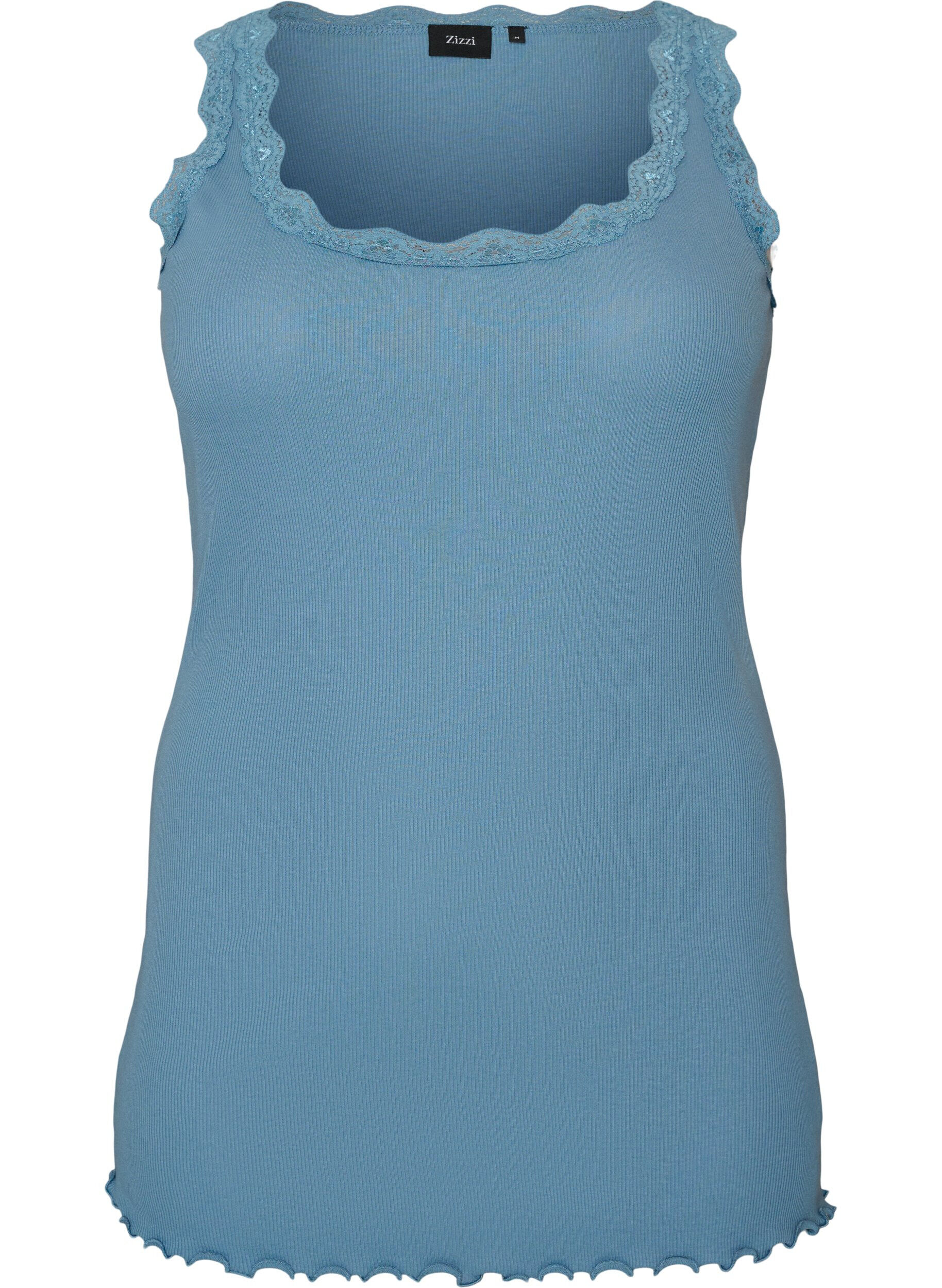 ZizzifashionTop with lace trim, Blue, Packshot image number 0