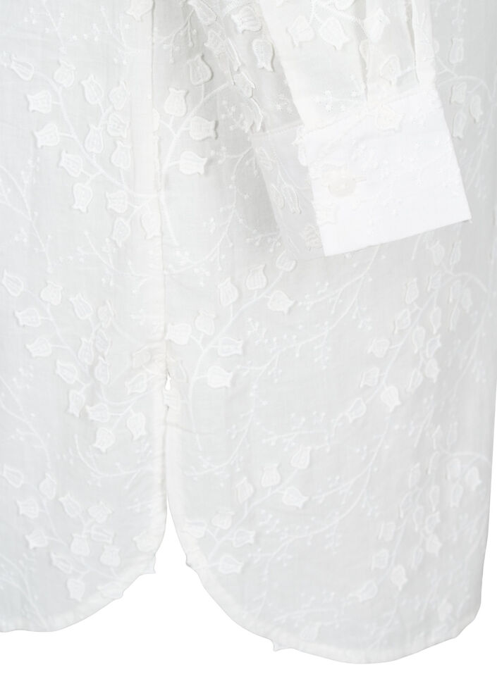 Shirt dress with embroidered flowers, White, Packshot image number 3