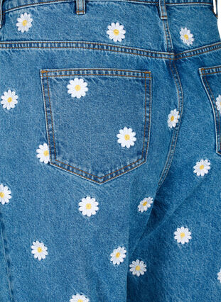 High waist Gemma jeans with daisies, L.B. Flower, Packshot image number 3
