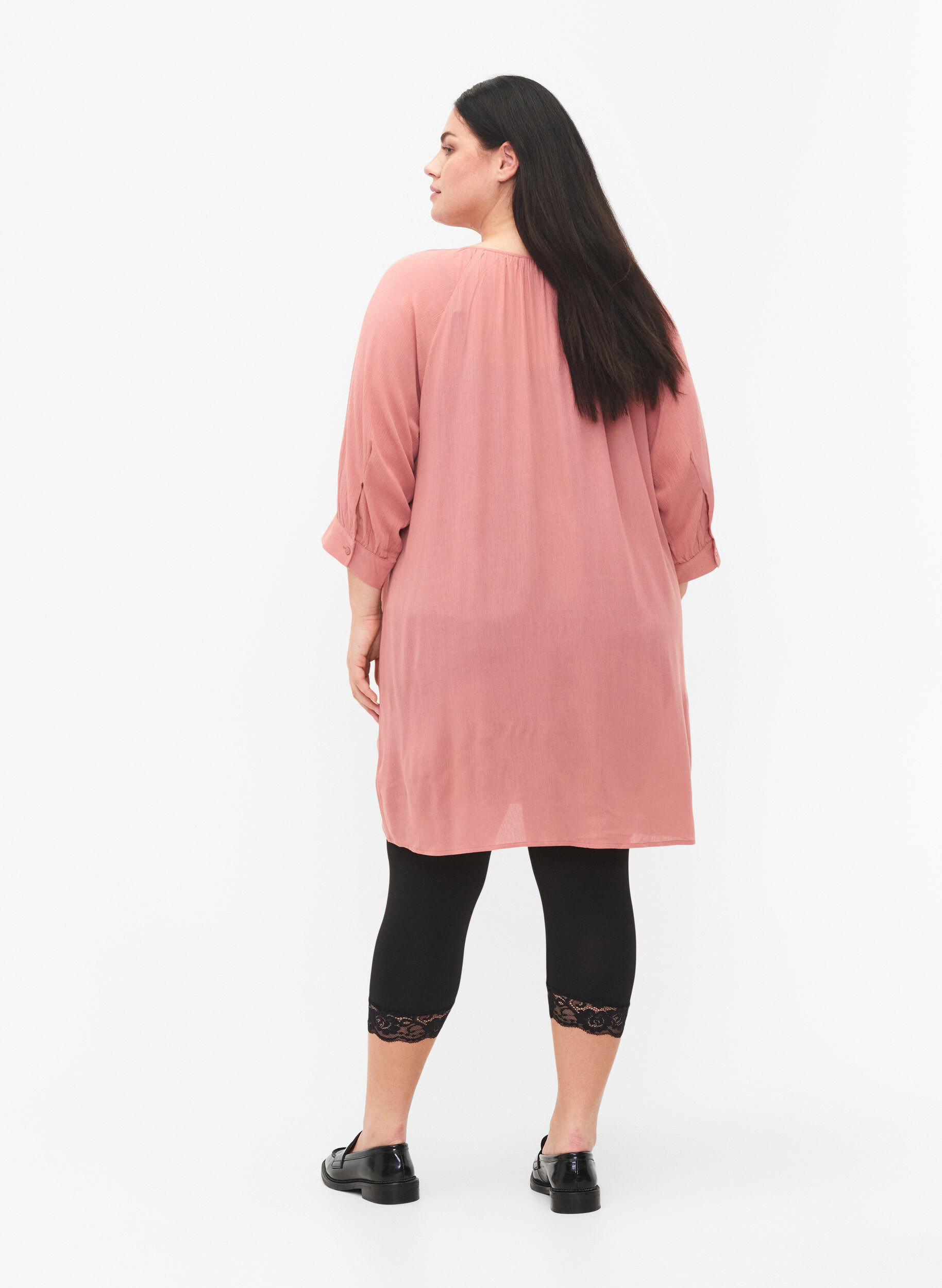 Zizzifashion 2-pair 3/4 leggings with lace trim, Black / Black, Model image number 1