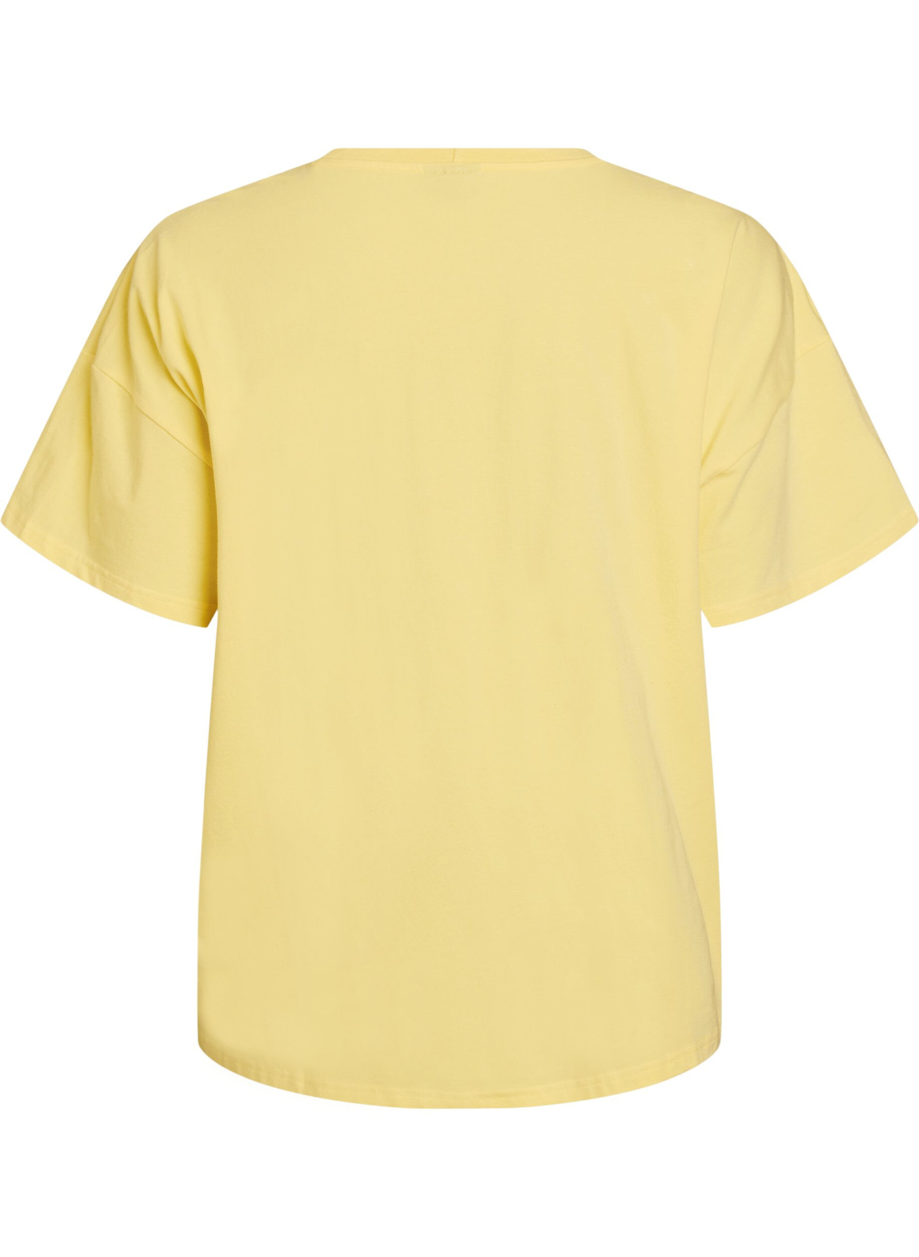 ZizzifashionOrganic cotton T-shirt with a small front motif, Yellow, Packshot image number 1