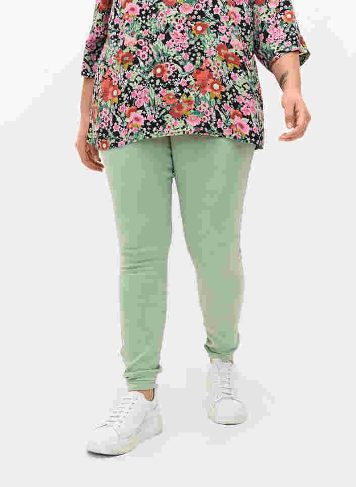 Super slim Amy jeans with high waist, Frosty Green, Model image number 2