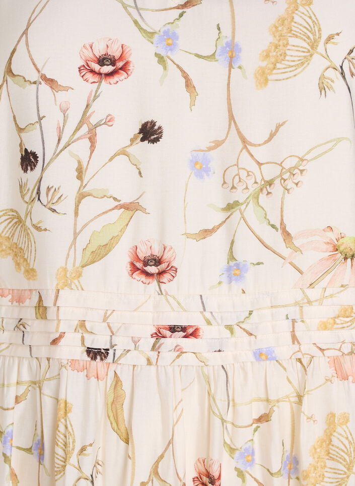 Floral midi dress with an A-line shape, Beige, Packshot image number 2