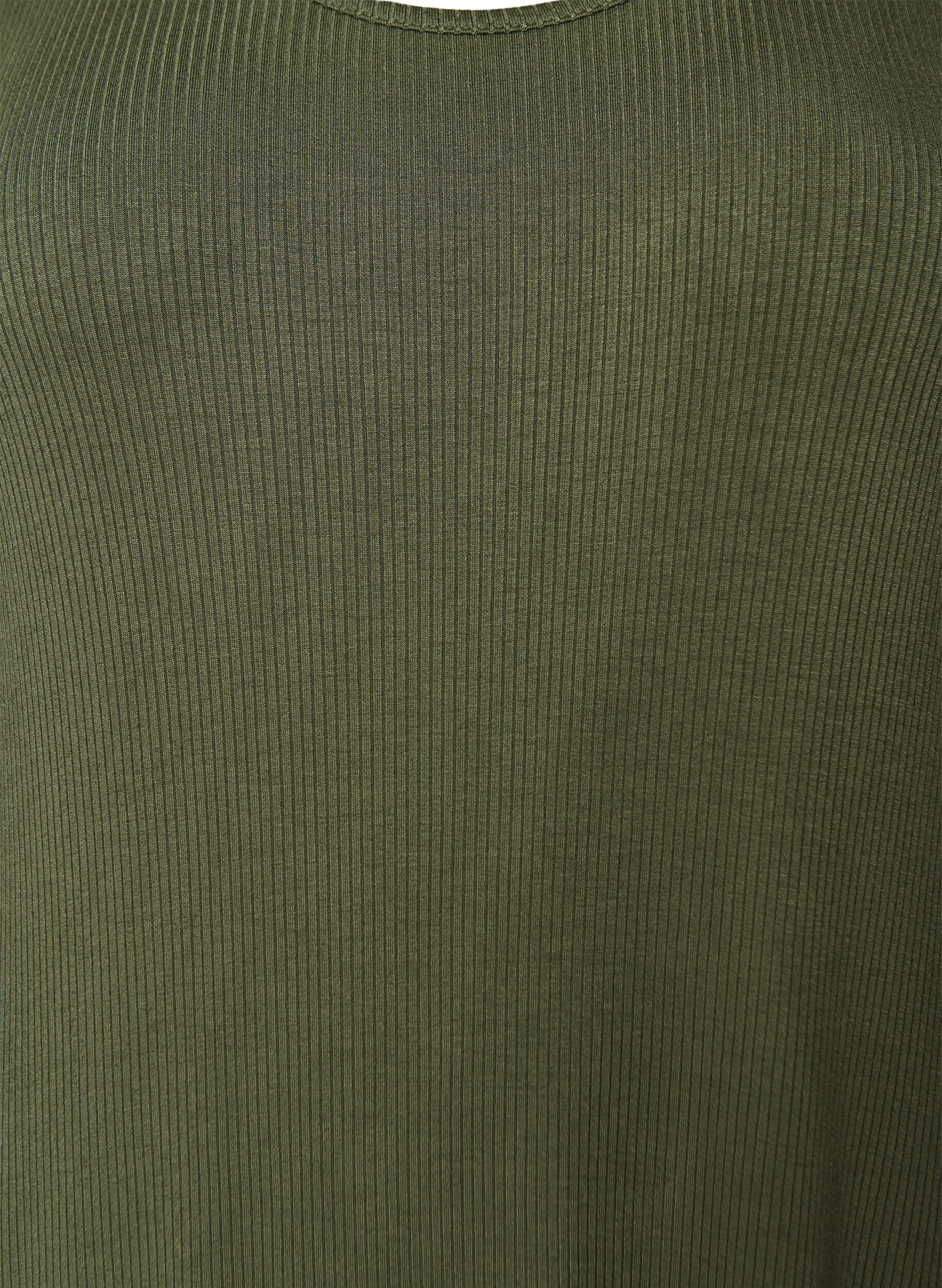 ZizzifashionSleeveless ribbed dress in viscose, Green, Packshot image number 2
