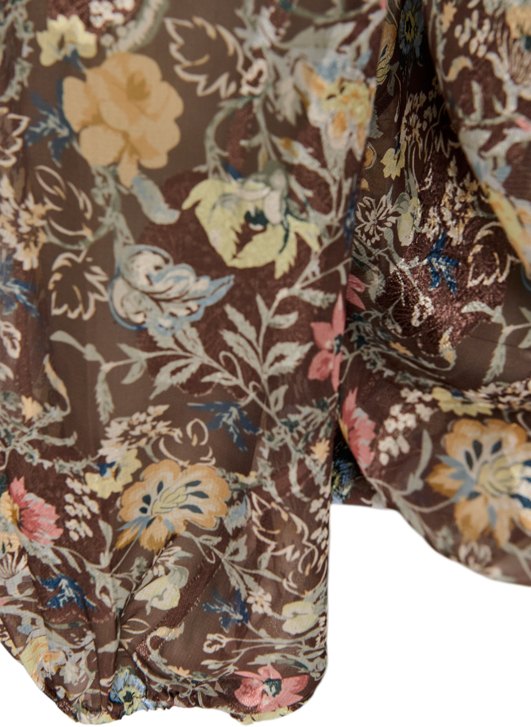 ZizzifashionBlouse with floral print and balloon sleeves, Brown, Packshot image number 3