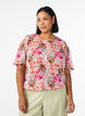 Floral blouse with short sleeves and smock, Rose, Model image number 0