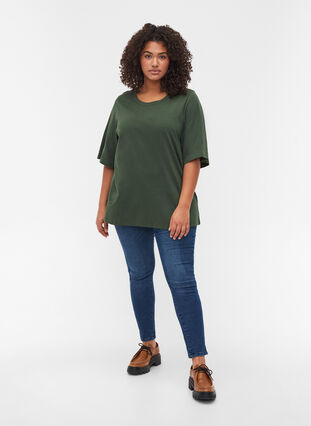 Cotton top with wide, 2/4-length sleeves, Mountain View, Model image number 2