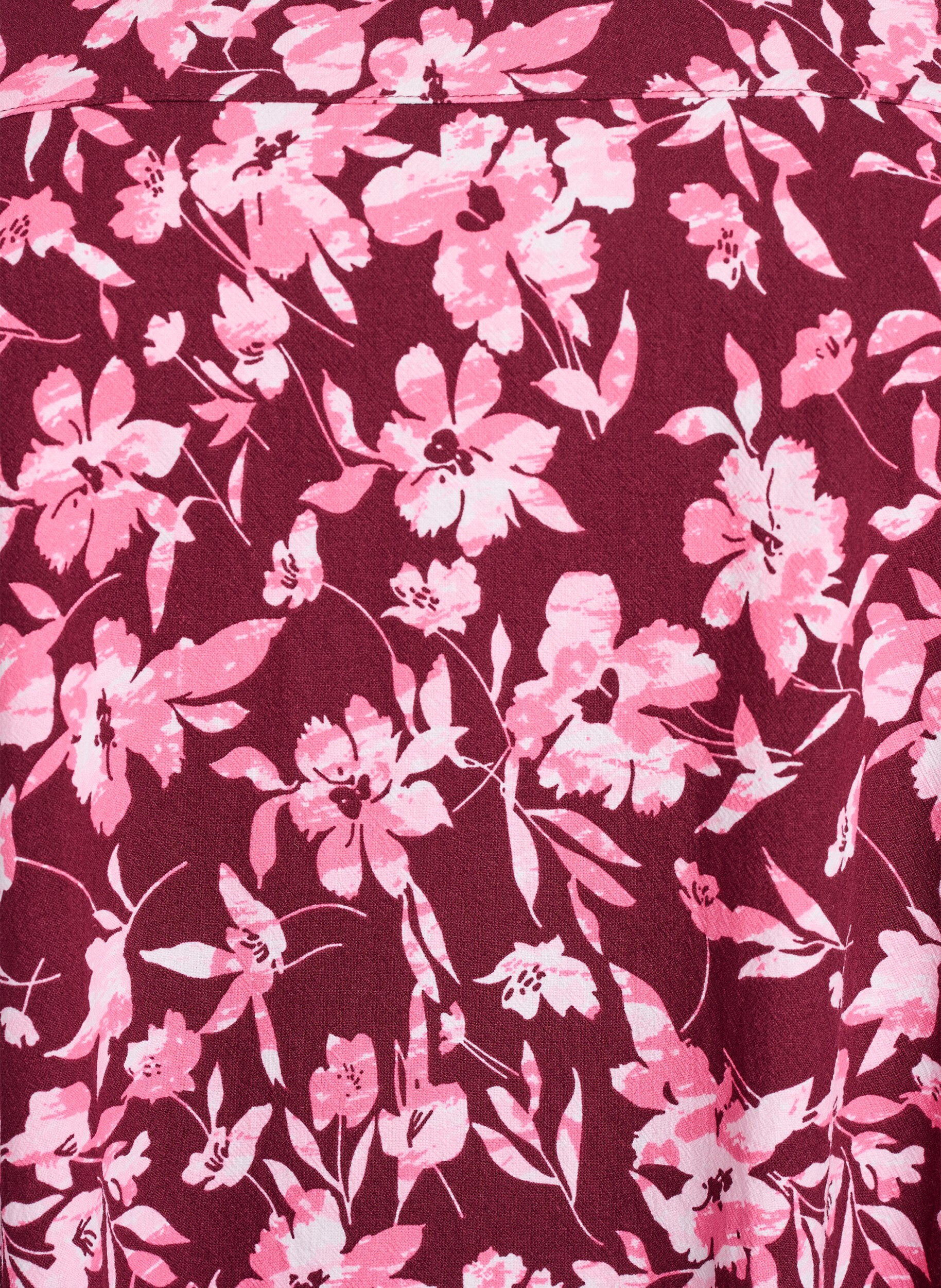 ZizzifashionShort-sleeved cotton dress with print, Dark Bordeaux, Packshot image number 2