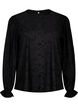Long-sleeved blouse with hole pattern, Black, Packshot image number 0
