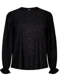 Long-sleeved blouse with hole pattern