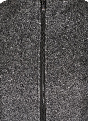 Coat with wool and zipper, Dark Grey Melange, Packshot image number 2