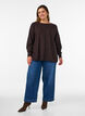 Knitted blouse with round neck and knitted pattern, Brown, Model image number 1