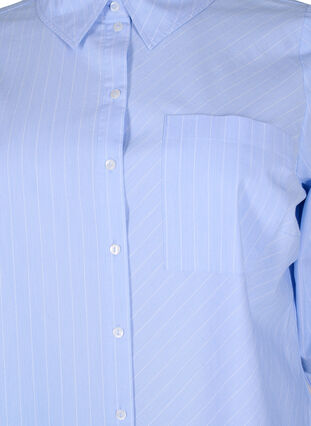Shirt in cotton blend, Blue w. White Stripe, Packshot image number 2