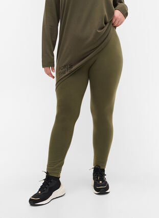 Cotton leggings with print details, Ivy Green, Model image number 3