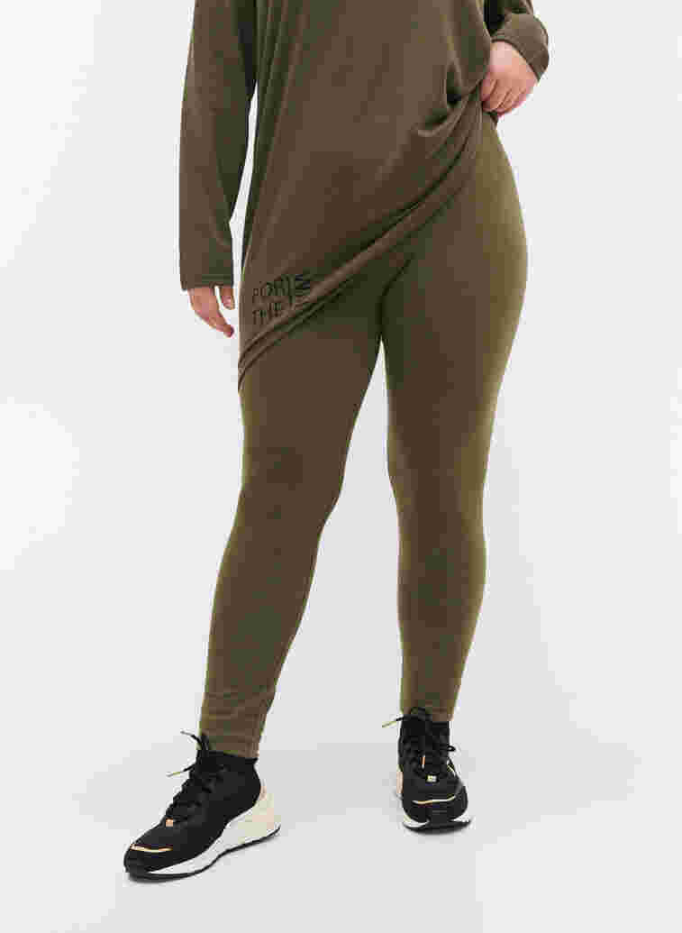 Cotton leggings with print details, Ivy Green, Model image number 3