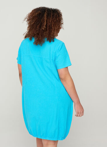 Short-sleeved cotton dress, River Blue, Model image number 1