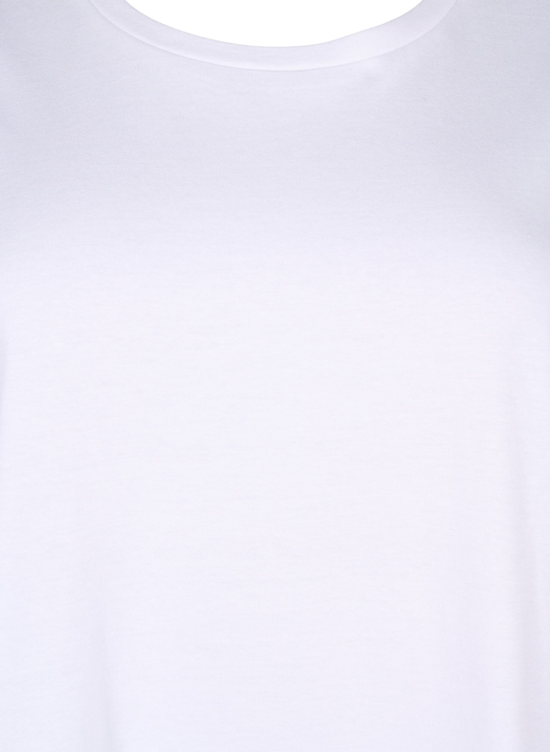 Zizzifashion Organic cotton blouse with broderie anglaise sleeves, Bright White, Packshot image number 2