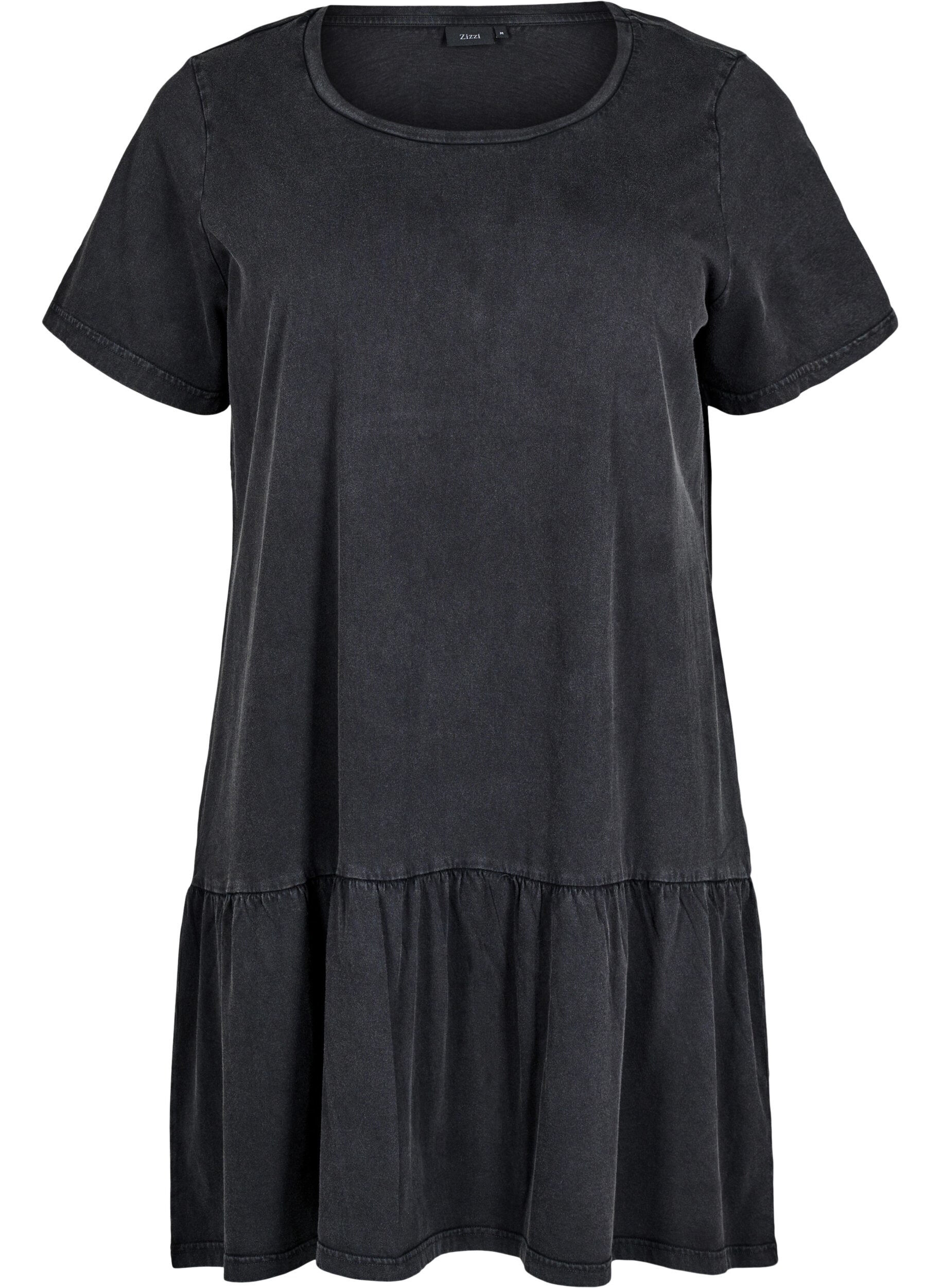 Zizzifashion Short A-line dress with a washed look, Dark Grey, Packshot image number 0
