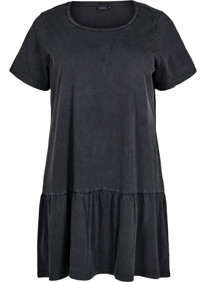 Short A-line dress with a washed look, Dark Grey, Packshot image number 0