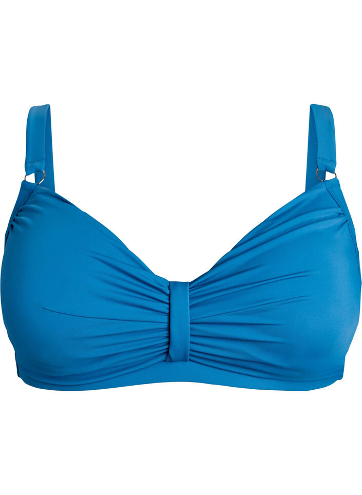 Underwire bikini bra with draping, Blue, Packshot image number 0