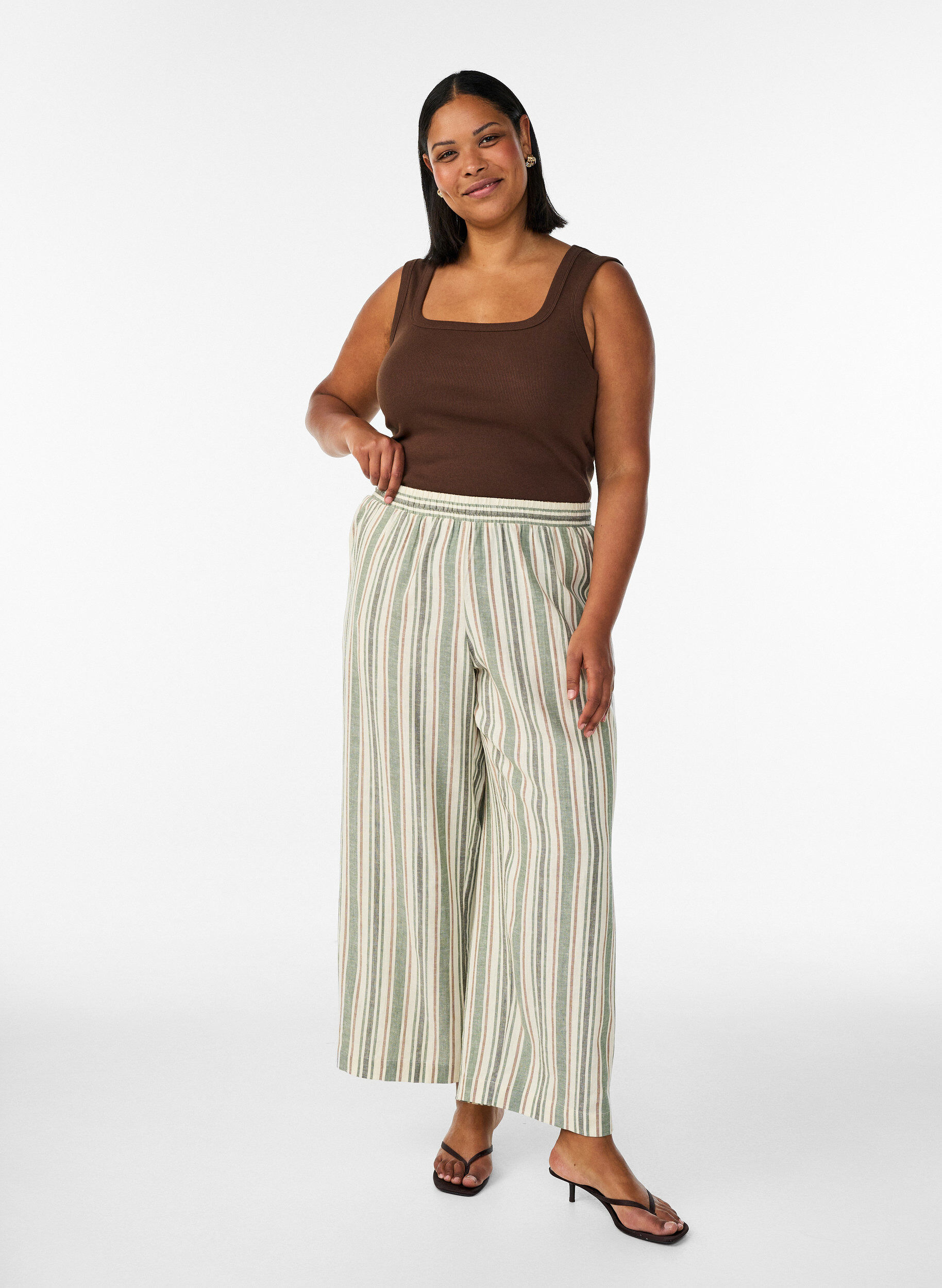 ZizzifashionWide-leg linen and viscose trousers, Vanilla, Model image number 0