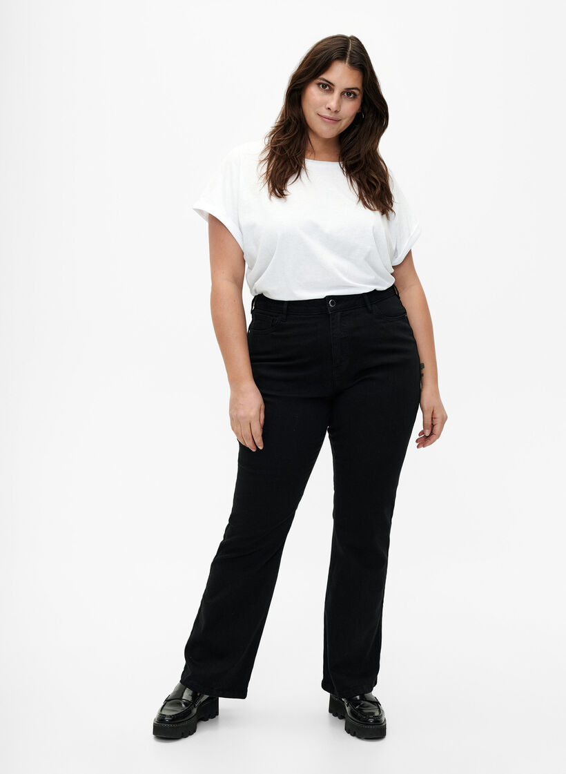 High-waisted Ellen bootcut jeans, Black, Model image number 0