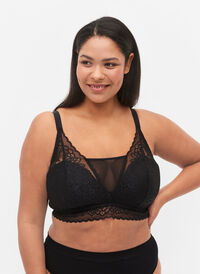 Bra with lace and soft padding, Black, Model